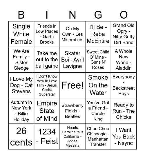 Little Liv Bingo Card