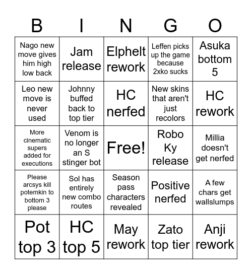 Strive 2.0 Bingo Card