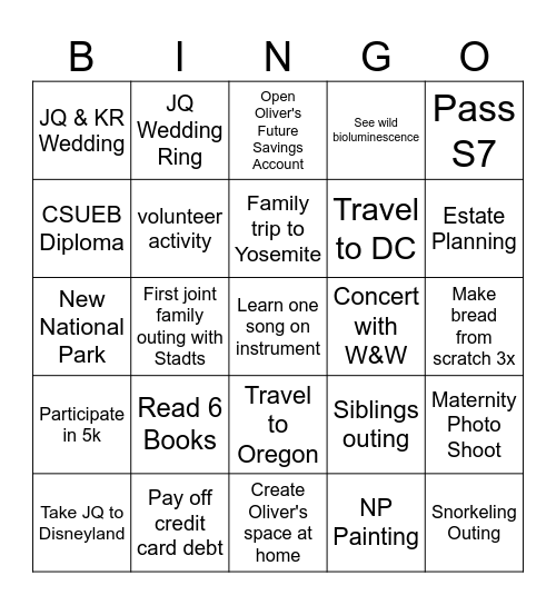 2026 Bingo Card