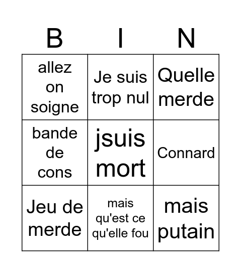 Gabriel joue à Overwatch Bingo Card