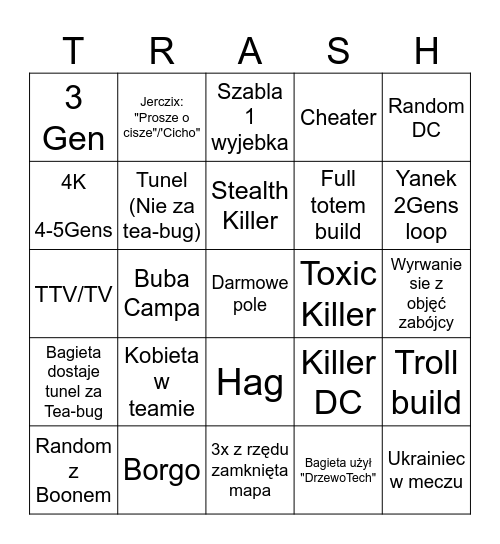 Ultimate DBD Bingo Card