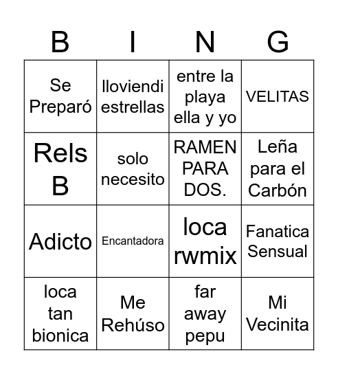 cumple palo Bingo Card
