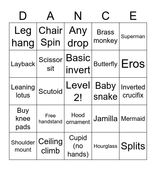 Pole Goals 2026 Bingo Card