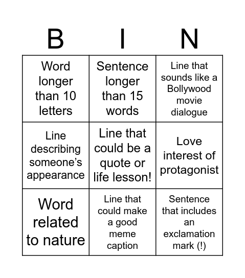 Hello Bingo Card