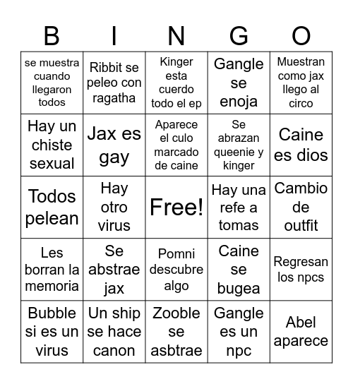 Cap 8 digital Bingo Card