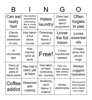 Lakewood Clinic Bingo Card