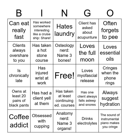 Lakewood Clinic Bingo Card