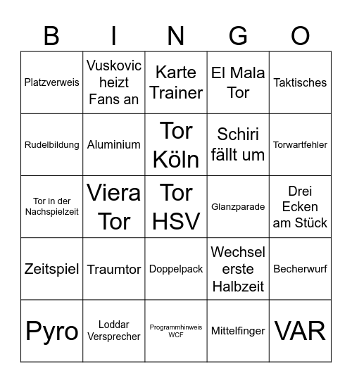 Bingo HSV - Köln Bingo Card