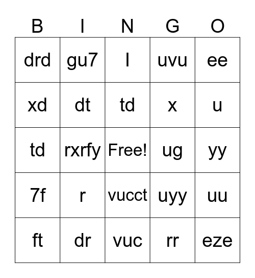 Untitled Bingo Card