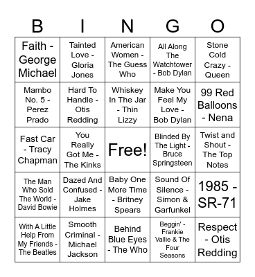 Covers Bingo Card
