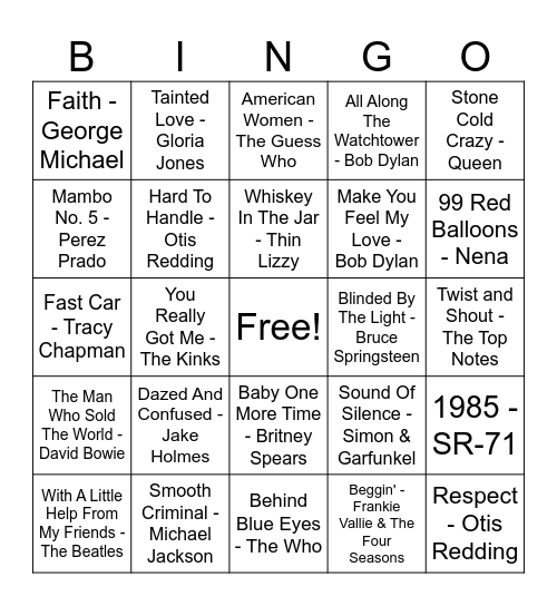 Covers Bingo Card