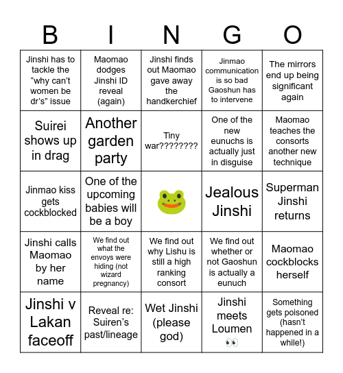 Apothecary Diaries Bingo Card