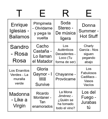 Mis 60 Bingo Card