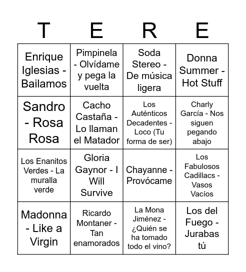 Mis 60 Bingo Card