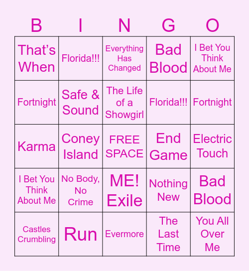 COLLABS Bingo Card