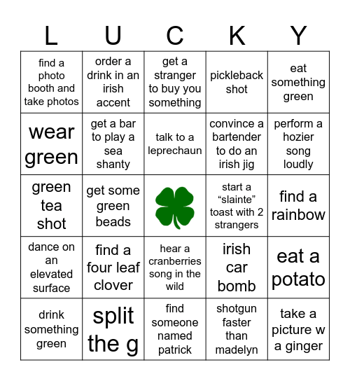 st pattys day Bingo Card
