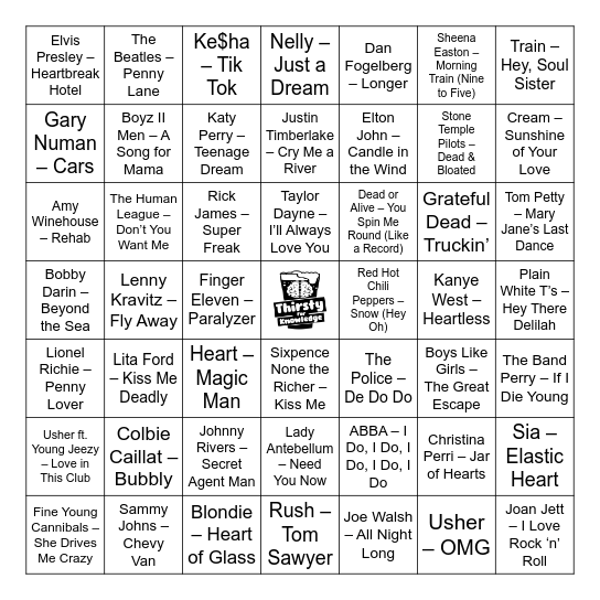 Thirsty For Knowledge Music Bingo Card