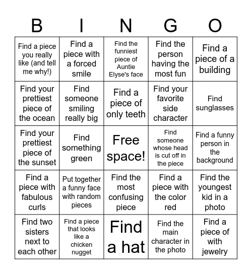 Puzzle Bingo! Bingo Card