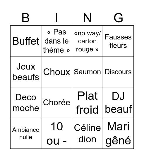 Bingo sans titre Bingo Card