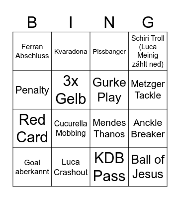 Chelsea Comeback Bingo Card