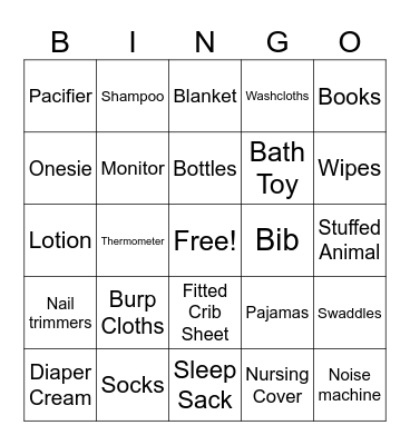 Baby Hudgins Bingo Card