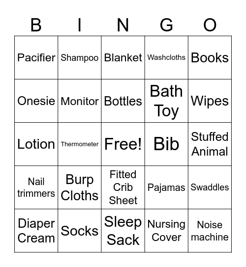 Baby Hudgins Bingo Card