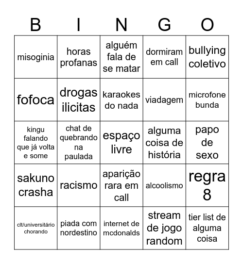 hospicio Bingo Card