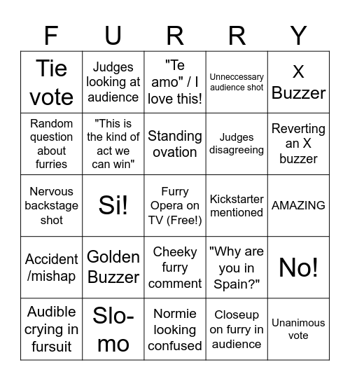 HowlAria @ SGT Bingo Card