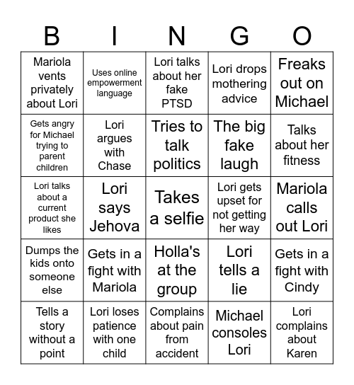 Mexican Lori Bingo Card