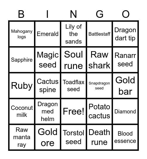 TOA Bingo Card