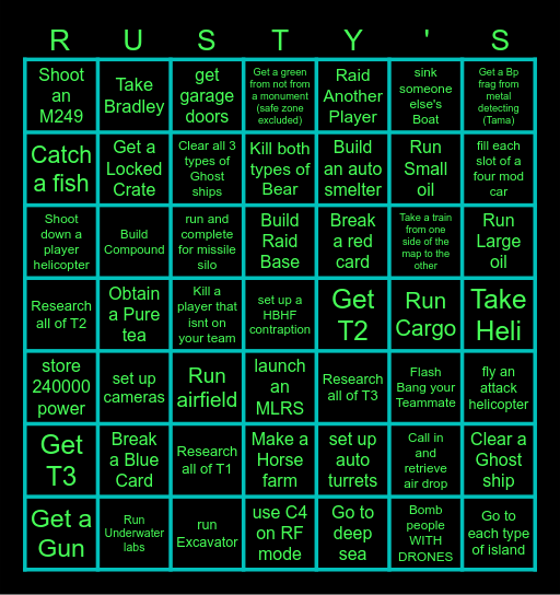 Rust Bingo Card