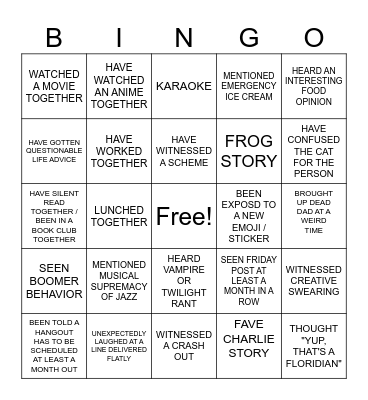 CHARLIE BIRTHDAY BINGO Card