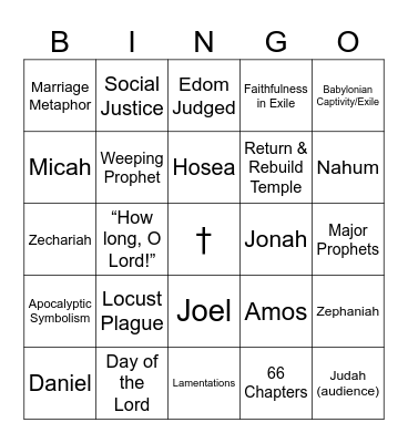 Bible Prophet BINGO Card
