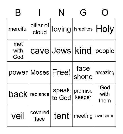 MOSES Bingo Card