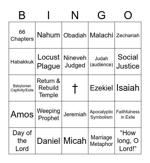 Bible Prophet BINGO Card