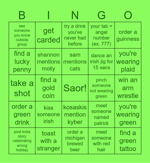 lake city leprechauns Bingo Card