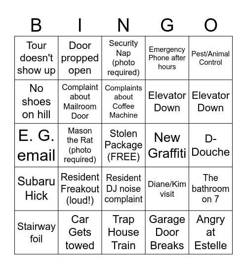 Mason & Main Staff Bingo Card
