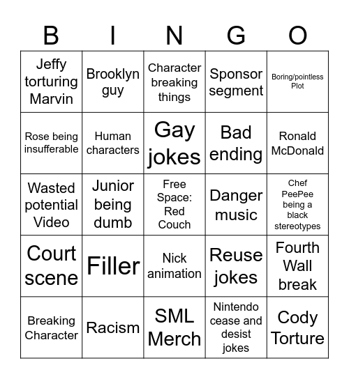 SML Bingo Card