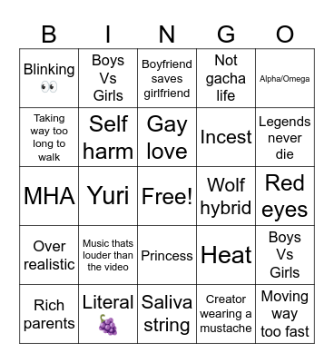 Gacha Life Bingo Card