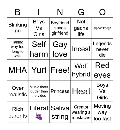 Gacha Life Bingo Card