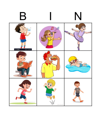 ACTION VERBS BINGO Card