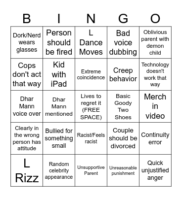 Dhar Mann Bingo V6 Bingo Card