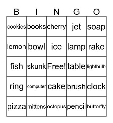 Comprehension Bingo Card