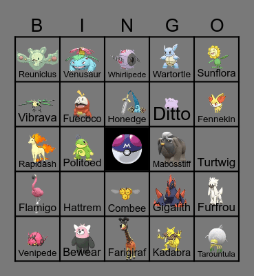 Shiny Pokemon Bingo Card