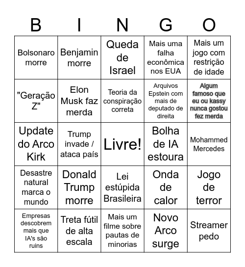 Bingo Pika de Sammy e Kassy Bingo Card