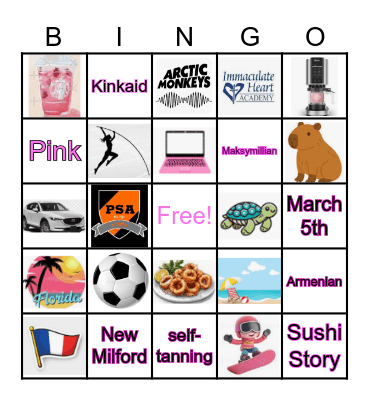 All About Ashlee Bingo Card