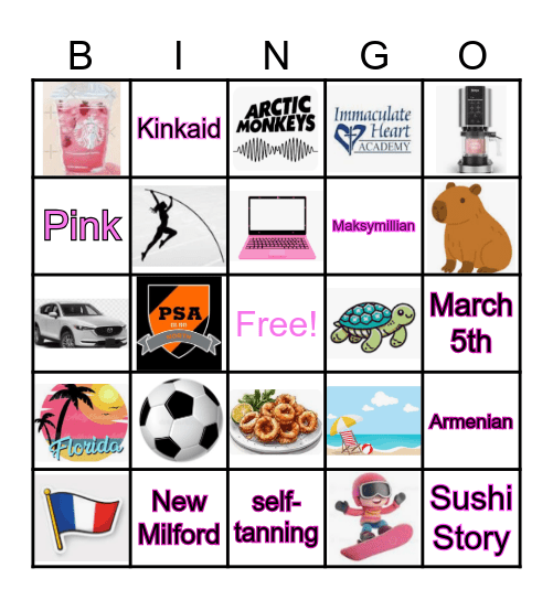 All About Ashlee Bingo Card