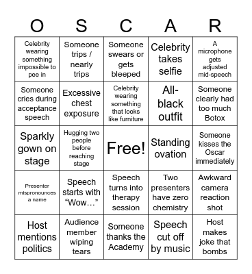 Oscars 2026 Bingo Card