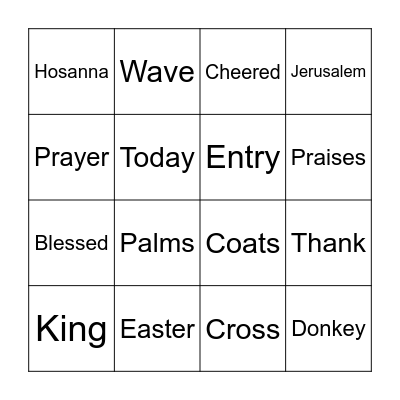 Hosanna Bingo Card