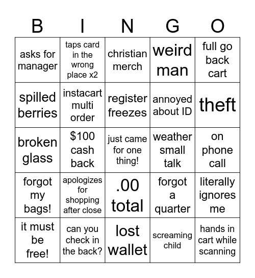 ALDI Bingo Card